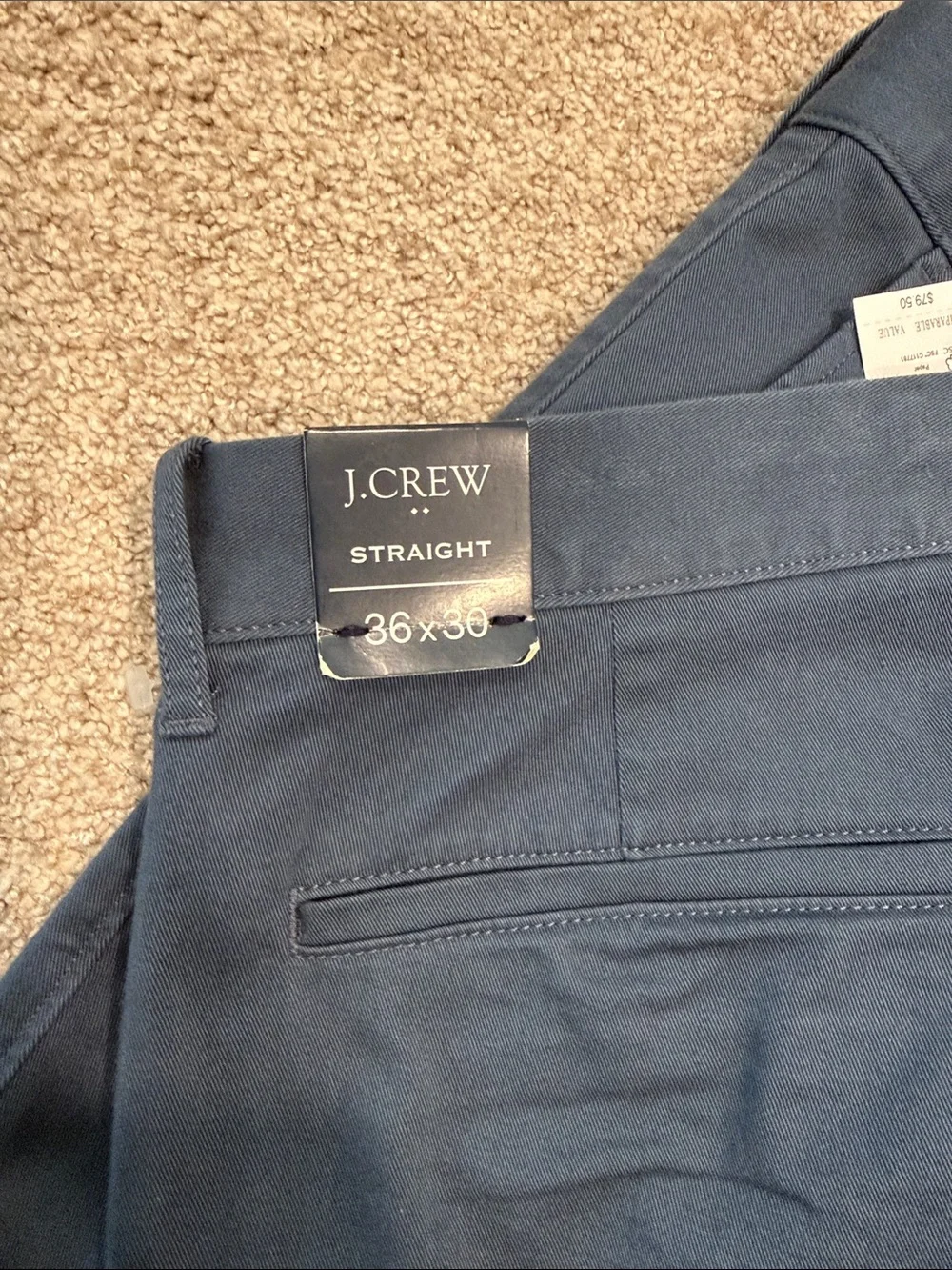 Men’s Size 36x30 J Crew Straight Leg Chino Pants Blue